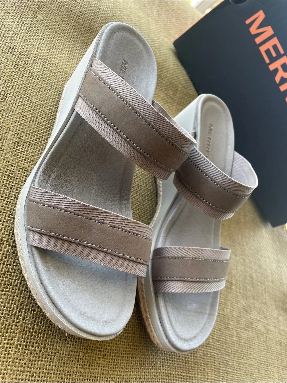 Merrell Kaiteri Women's Wedge Slide Olive Green Sandals ~ NEW IN BOX